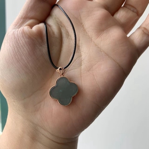 『幸运之星』天然缅甸翡翠a货蓝水四叶草925银镶珠宝玉石吊坠项链