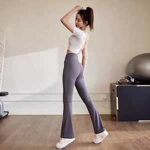 2022新款高腰提臀微喇舞蹈裤女高级感运动健身瑜伽普拉提训练长裤