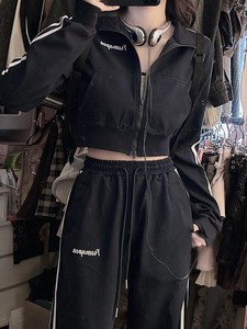 美式炸街运动服套装女春秋学生韩版宽松时尚卫衣休闲两件套跑步潮