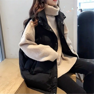 外穿背心黑色棉马甲女秋冬2022年春季面包服马夹坎肩外套卫衣外搭