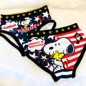 日本日系史努比可爱小狗星条旗星星卡通纯棉女士内裤胖次