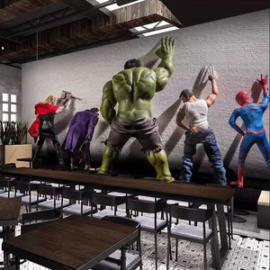 3d漫威复仇者联盟主题壁纸健身房网咖壁画绿巨人酒吧餐厅背景墙纸