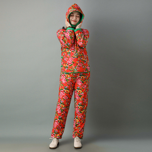 2021东北大花棉裤棉袄牡丹花棉服冬季加厚夹棉长袖农村主播三件套