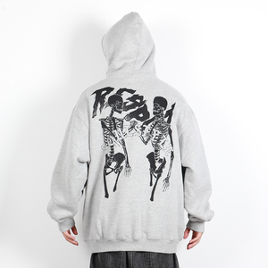 soulstyle原创骷髅respect嘻哈街舞bboy滑板宽松加绒长袖连帽卫衣