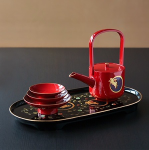 日本纪州漆器月兔屠苏金箔莳绘酒器5件套日式酒具原装进口结婚礼