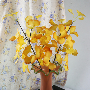 仿真银杏叶树叶客厅干花摆件 黄色银杏树假花叶子枫叶装饰花艺