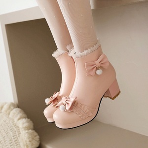 女童高跟靴子洛丽塔短靴马丁靴儿童冬季加绒公主中大童学生童鞋