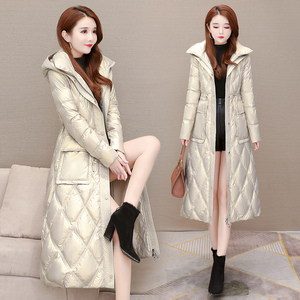 羽绒服女中长款长款2021年冬新款女装白鸭绒过膝高端免洗黑色外套