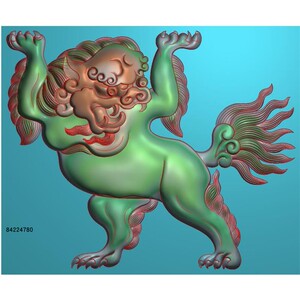 石雕立体狮子中式雄狮藏式石雕狮子精雕图浮雕灰度图电脑雕刻雪狮