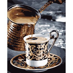 diy数字油画自己填色材料包香浓咖啡豆怀餐厅厨房拿铁家居装饰画