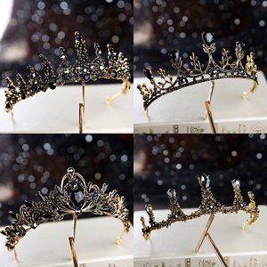 复古黑色奢华皇冠新娘头饰婚纱结婚18岁生日女王冠蛋糕皇冠4人付款17