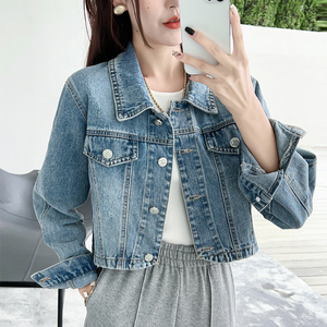 牛仔外套女春秋2023新款超短高腰上衣小个子夹克减龄欧货显瘦百搭