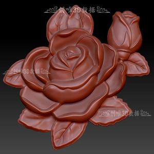 三维立体圆雕精雕图3d打印stl文件玫瑰花浮雕图雕刻3d模型 821