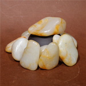 新疆和田玉籽料原石白玉青花原籽真皮独籽手串手链青玉实拍直销玉