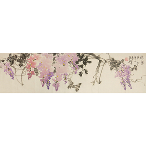 名家手绘真迹横幅花鸟水墨画紫气东来国画客厅卧室装饰画国画紫藤