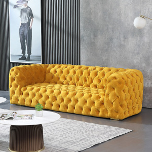 美式轻奢全拉扣沙发客厅科技布艺后现代三人多人位baxter意式绒布