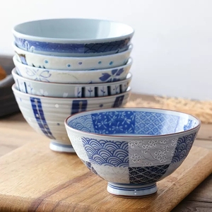 水玉十草 泼水花 陶瓷碗 日本进口 美浓烧米饭碗 汤面碗 家用简约