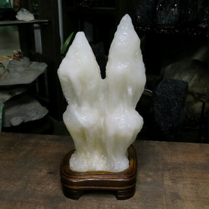 天然钟乳石原石摆件白色石笋盆景石靠山奇石观赏石矿物大世界5571