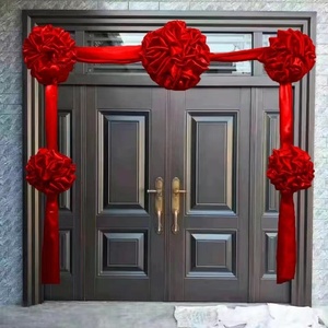 大红花球新房大门红绸布花乔迁新居入伙挂门大红花结婚婚房红绣球