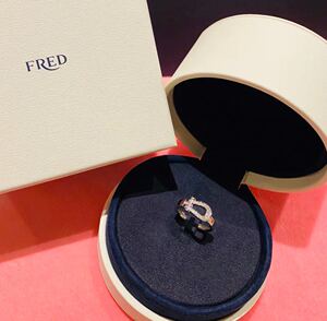 【代购】fred force 10中号白金半/满钻马蹄扣戒指 4b0377/4b0379