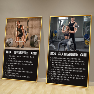 健身房墙面装饰挂画励志壁画器材项目海报私教好处图片背景墙贴纸