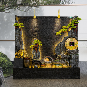 假山流水喷泉造景水景别墅装饰流水墙新居户外庭院中式水幕墙摆件