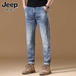 Jeep吉普牛仔裤男士夏季薄款宽松直筒裤美式大码弹力休闲长裤子男