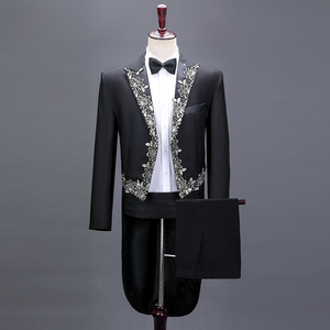 合唱服演出服男士西装燕尾服舞台主持指挥礼服新款舞台魔术男套装
