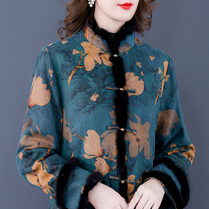 中国风中式唐装女冬棉袄子中长款中老年妈妈冬装棉衣2021新款棉服