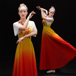 开场舞大摆裙女中国风艺考古典舞蹈演出服成人飘逸大合唱服装长裙