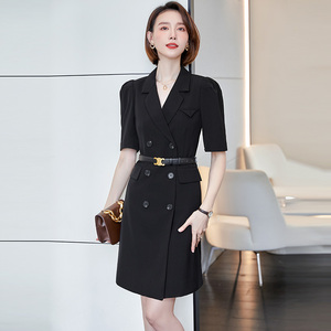 黑色西装连衣裙女2022春新款高级感韩版时尚气质工作服女士正装裙
