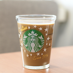星巴克日本25周年限定冷萃直身玻璃杯 小熊卡通414ml咖啡杯子水杯