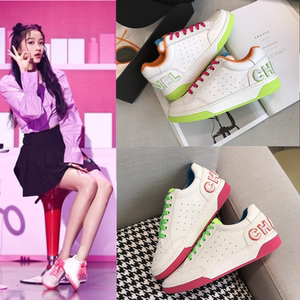 关晓彤徐璐明星同款百搭真皮小白鞋拼色小香平底运动休闲板鞋女潮