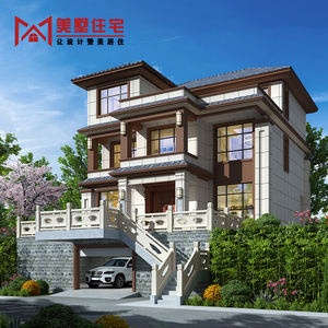 农村自建房屋别墅设计图纸三层洋房带车库豪华大气全套样图效果图