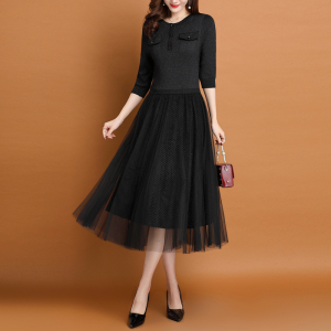 今年流行的春季连衣裙女春装2022年新款女装洋气修身气质针织裙子