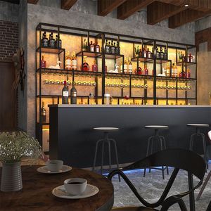 吧台酒柜壁挂式餐厅置物架酒吧展示柜落地靠墙铁艺饭店清吧酒架子