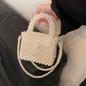 法式仙女珍珠手提包包女士2024夏天新款晚宴精致小包包手拿斜挎包