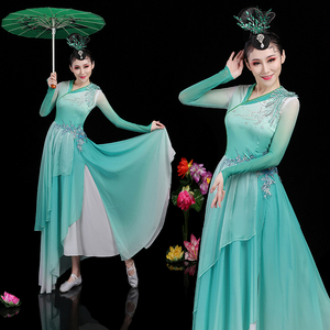古典舞演出服女飘逸中国风独舞仙女扇子舞伞舞蹈服装茉莉花表演服