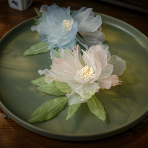 超仙绢花发饰多层立体渐变纱花花朵对夹边夹古风甜美森系丸子头饰