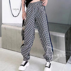 dior迪奥 22ss 新款老花满印字母logo侧边条纹撞色休闲裤女长裤男