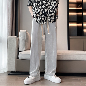 夏季薄款冰丝阔腿裤男士修身直筒裤子垂坠感男裤2022新款休闲长裤