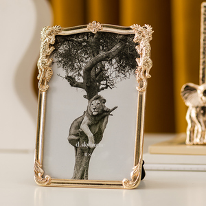 相框轻奢6寸美式欧式卧室摆台动物金属像框7创意儿童相框摆台金色
