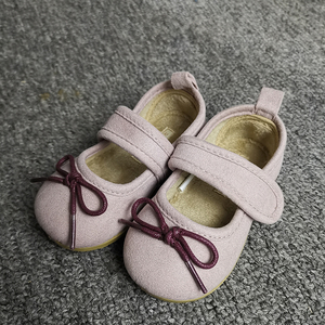 外贸日单春秋新款女宝加薄绒魔术贴公主鞋绳子蝴蝶结简约鞋33