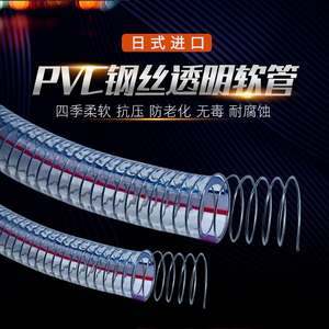 pvc钢丝软管塑料透明管耐高压水管胶管液压油管25/50/mm1寸防冻管