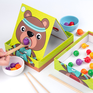 婴幼儿蒙氏早教益智力玩具123岁宝宝筷子勺使用训练喂食桌面游戏