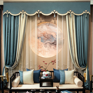 新中式窗帘拼接美式遮光古典中国风g930中式别墅客厅卧室纱帘定制