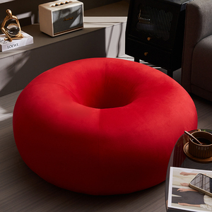 甜甜圈单人沙发客厅2024新款布艺懒人小户型奶油风异形网红款红色
