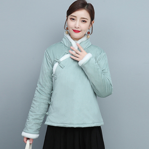 民国风复古女装汉服唐装棉袄改良加厚旗袍上衣茶服女秋冬中式棉衣