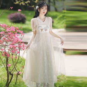复古中国风女装汉元素改良版汉服齐胸襦裙仙气飘飘连衣裙古风长裙