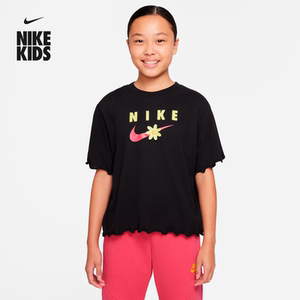 童女孩t恤冬春季新款宽松针织休闲轻便do1351nike儿童官方旗舰店99